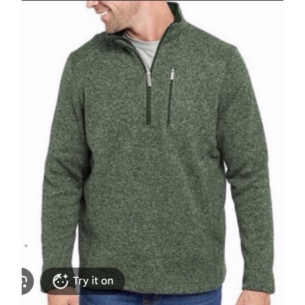 Woolrich 1/2 Zip Fleece Pullover Jacket Men M Green Heathered Gorpcore Hiking